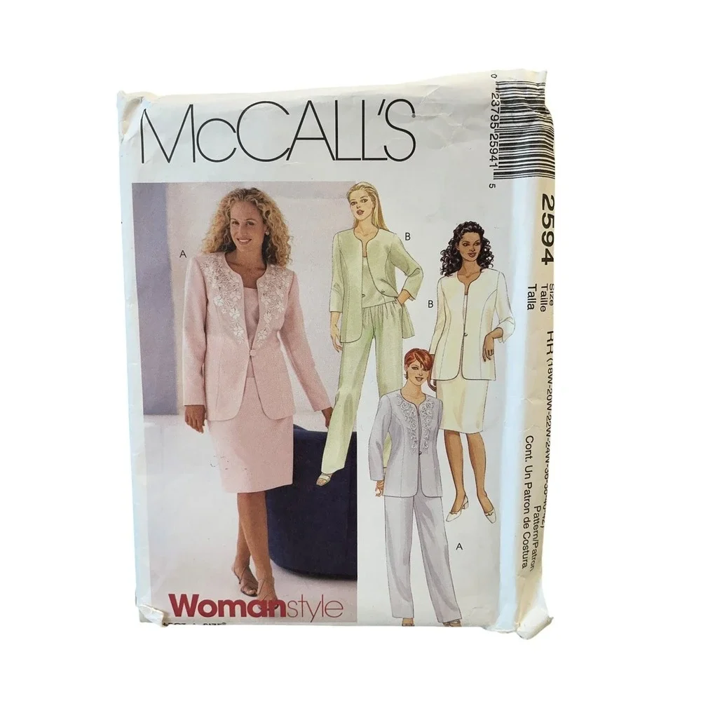 McCALL'S 2594 Women's Jacket Top Pants Skirt Size 18W-32W Vintage‎